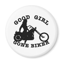 White Good Girl Biker Fridge Magnet
