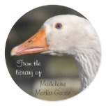 White goose bookplate sticker