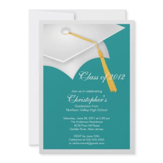White Grad Cap Graduation Party Invitation