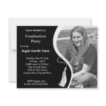 White Graduation Horizontal Photo Invitation