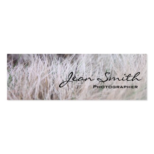 White Grass Field Photographer Mini Business Card (front side)