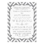 White Gray Neutral Alloy Chevron Stripes Wedding Invitation