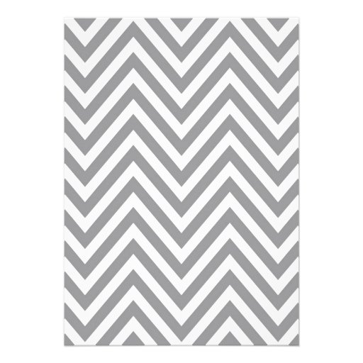 White Gray Neutral Alloy Chevron Stripes Wedding Invitation