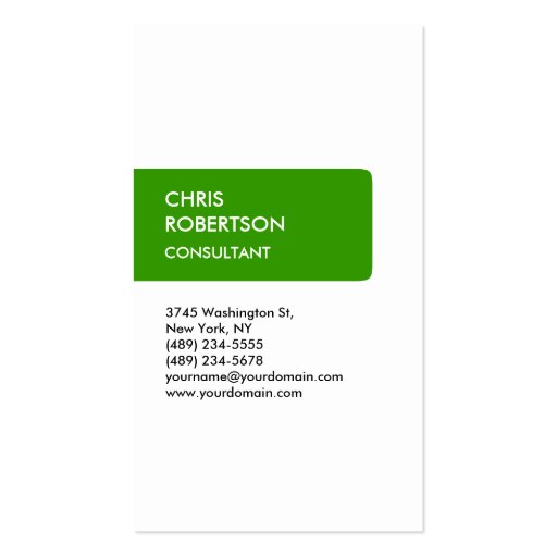 White Green Attractive Charming Business Card (front side)