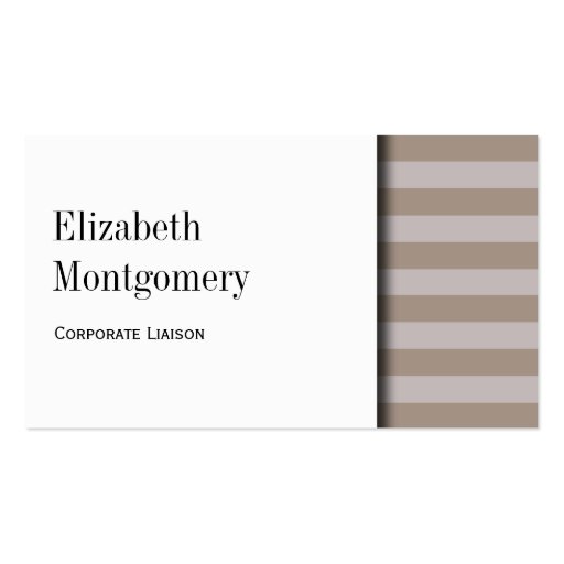 White & Grey Striped Professional Business Card (front side)