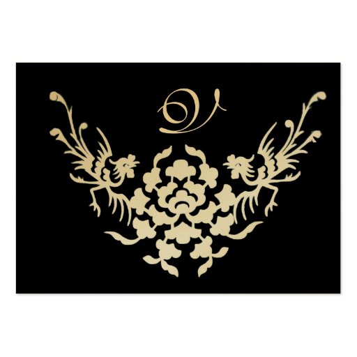 WHITE GRIFFINS MONOGRAM  black and gold metallic Business Cards (back side)