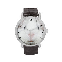 White guinea pig face wristwatch at Zazzle