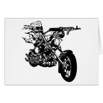 White Gun Shooting Biker Greeting Cards