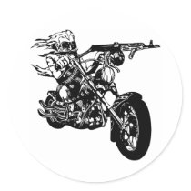 White Gun Shooting Biker stickers
