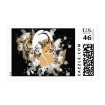 white hair girl postage