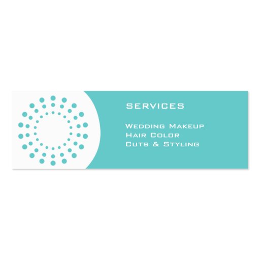White Hairdryer & Teal Stylist Card Business Card Template (back side)