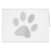 White Halftone Paw Print Greeting Card