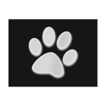 White Halftone Paw Print Postcards