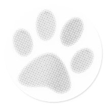 White Halftone Paw Print Round Sticker