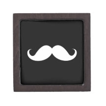 White handlebar mustache on black background premium gift box