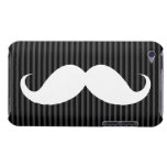 White handlebar mustache on gray black stripes iPod touch covers