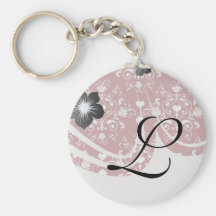 white heart on red romantic love damask keychains