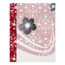 white heart on red romantic love damask letterhead template