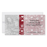 white heart on red romantic love damask photo card template