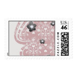 white heart on red romantic love damask postage