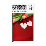 White Hearts and Tulips Postage Stamps