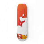 White Hearts Orange Whimsy Skate Board