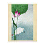 White heron and lotus by Baison, Ukiyoe Post Card