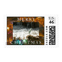 White Heron-Merry Christmas Stamps