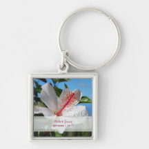 White Hibiscus Bride & Groom Keychain
