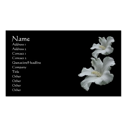 White Hibiscus Flower Nature Business Card (front side)