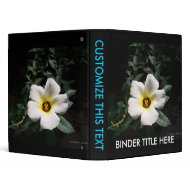 White hibiscus flower red center dark background binder