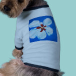 White Hibiscus on Blue Painting pet clothing