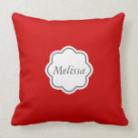 White Horizontal Stripes on RedMonogram pillows