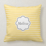 White Horizontal Stripes on Yellow Monogram pillows