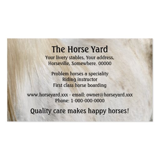 White horse business card (back side)