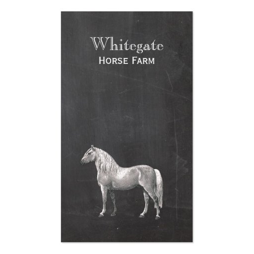 White Horse Equestrian Rustic Black Business Card (front side)