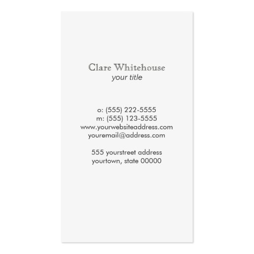 White Horse Equestrian Rustic Black Business Card (back side)