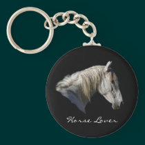 White Horse Lover Equine Keychain
