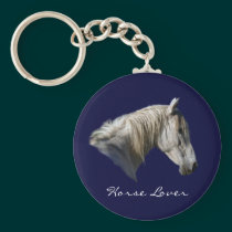 White Horse Lover Equine Keychain