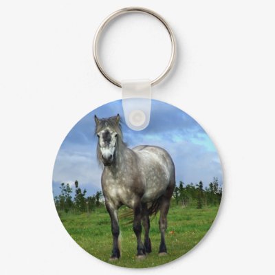 White horse portrait keychain by imagineallart