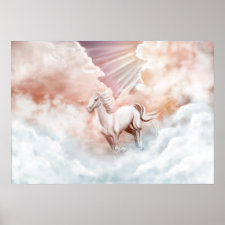 White Horse Running Trough The Clouds print