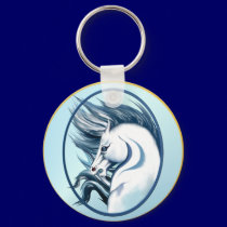 White Horse's Face and Big Mane Keychain