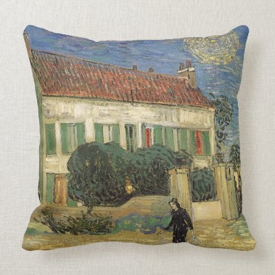 White House at Night by Vincent van Gogh Throw Pillow Mojo_throwpillow