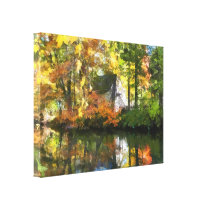 White House by Lake in Autumn canvas prints