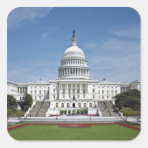 White House US Capitol Building Washington DC Square Sticker