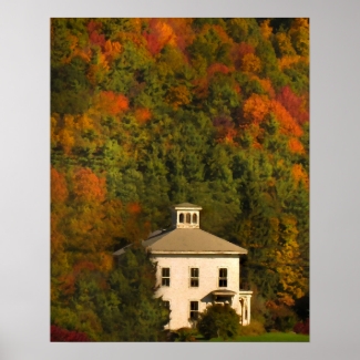 White House with Cupola and Autumn Hills Poster