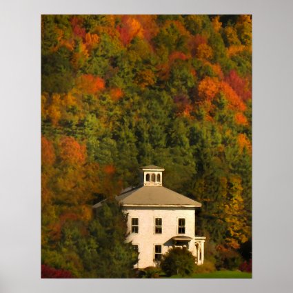 White House with Cupola and Autumn Hills Poster