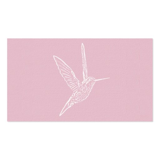 White Hummingbird Pink Background Business Card (front side)