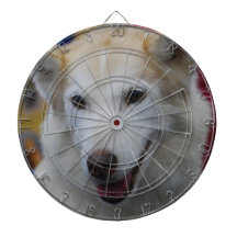 White Husky Dartboard With Darts