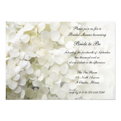 White Hydrangea Bridal Shower Invitation